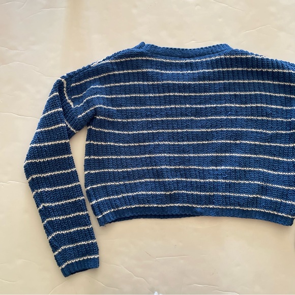 Blue and White Striped Knit Sweater - Picture 5 of 6